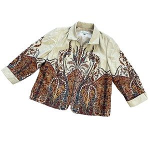 Coldwater Creek Boho Bohemian Paisley Zip Up Jacket